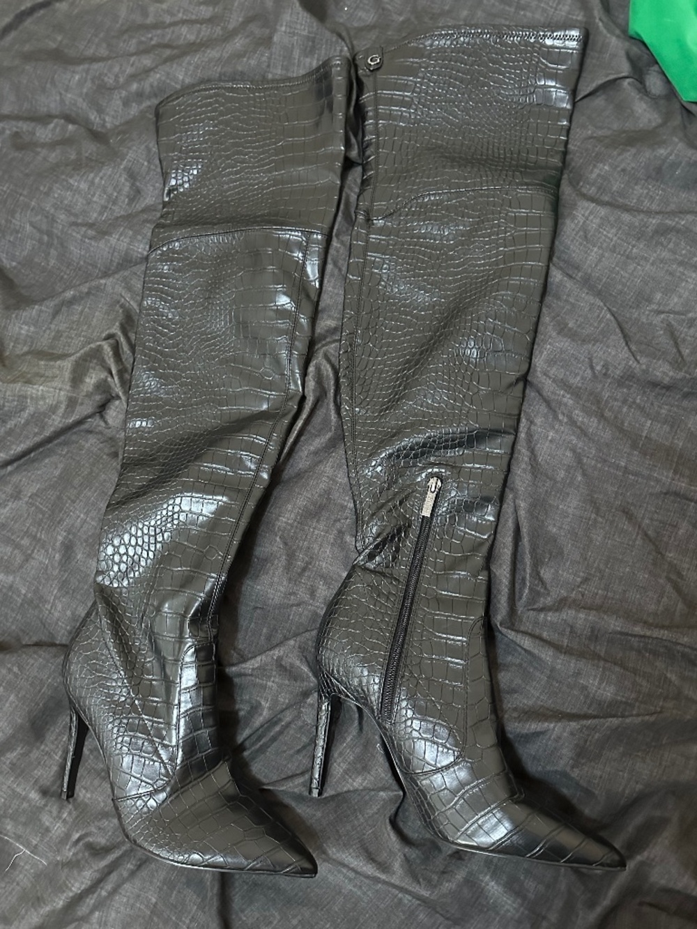 Guess Baiwa Croc Over-the-Knee Boots - Picture 1 of 8